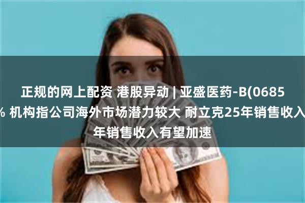 正规的网上配资 港股异动 | 亚盛医药-B(06855)涨超4% 机构指公司海外市场潜力较大 耐立克25年销售收入有望加速
