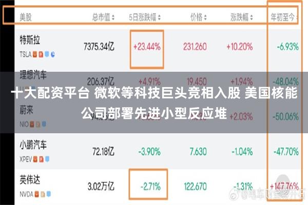 十大配资平台 微软等科技巨头竞相入股 美国核能公司部署先进小型反应堆