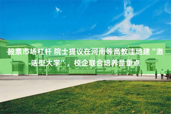 股票市场杠杆 院士提议在河南等高教洼地建“激活型大学”，校企联合培养是重点
